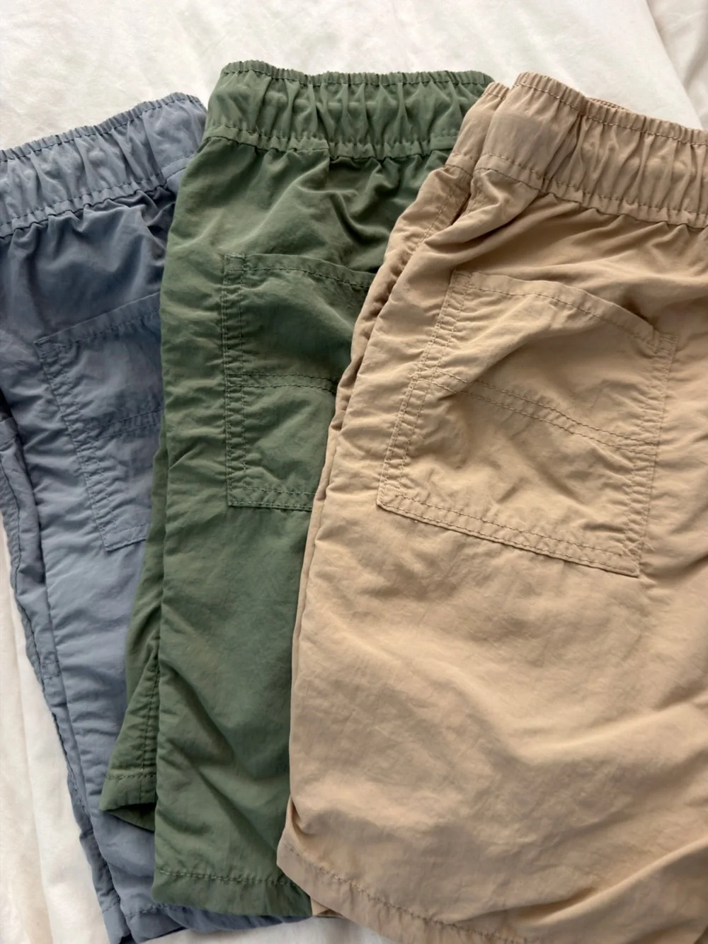 The Children’s Casual Lightweight Shorts in Beige, Olive Green & Slate Blue